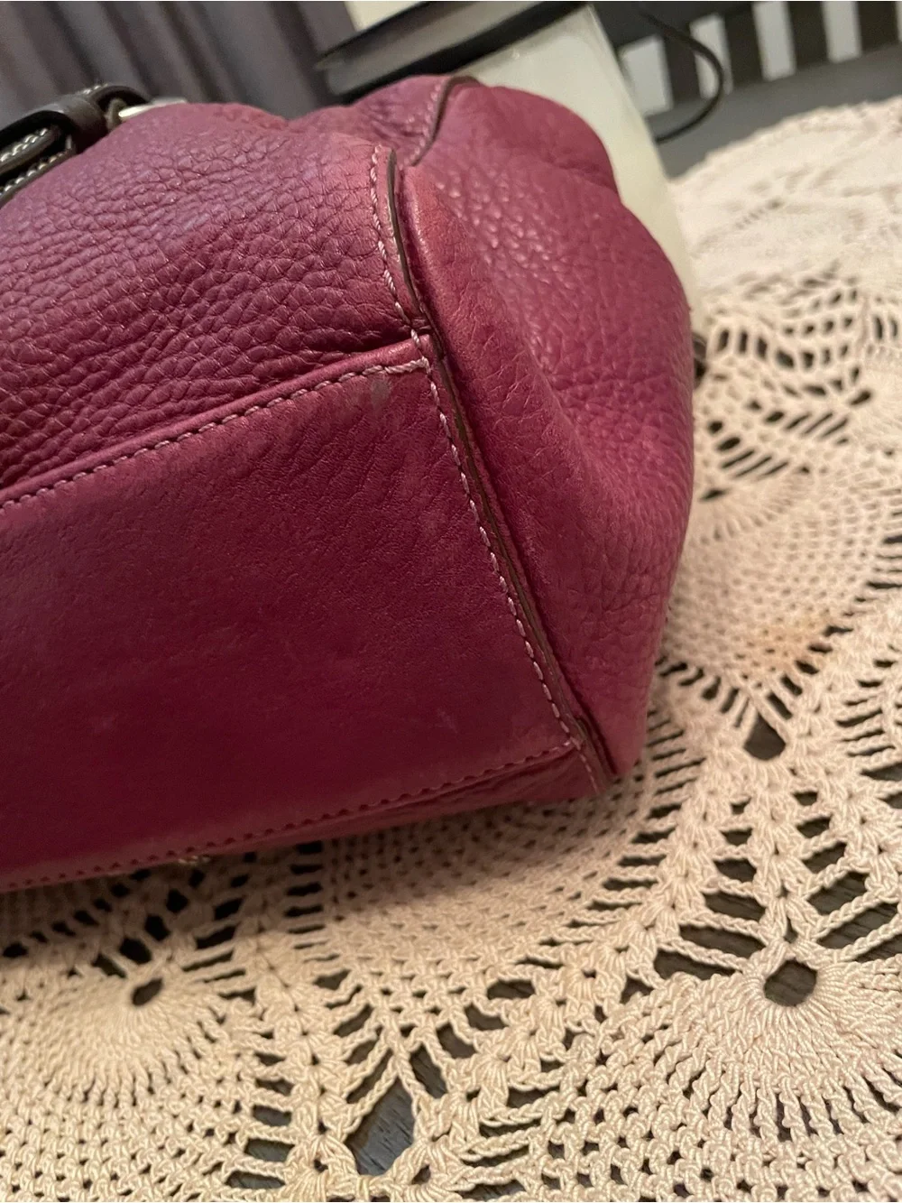 Coach Chelsea Leather Carryall satchel, model #F10887, in a burgundy color - Picture 8 of 13